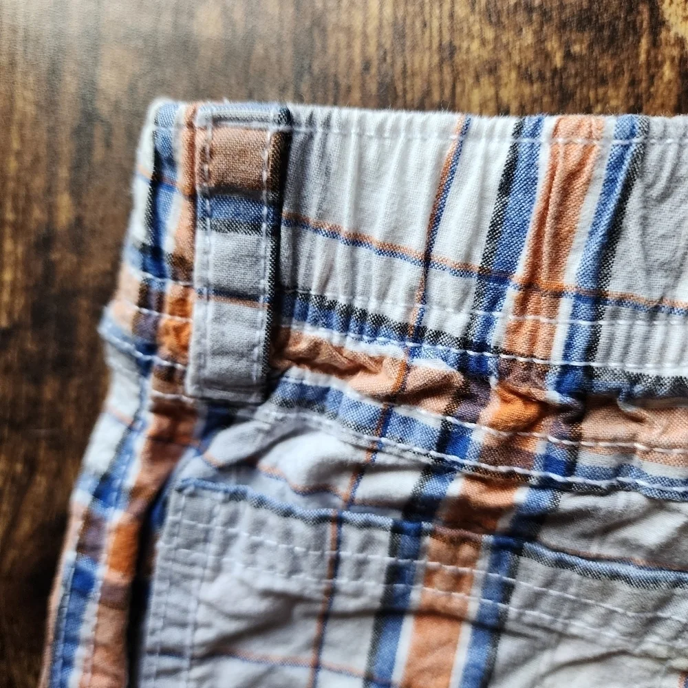 GYMBOREE White, orange and blue plaid shorts Size 18-24 mo